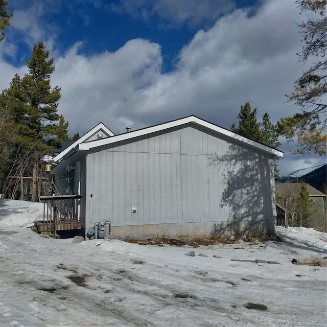 view of snow covered exterior