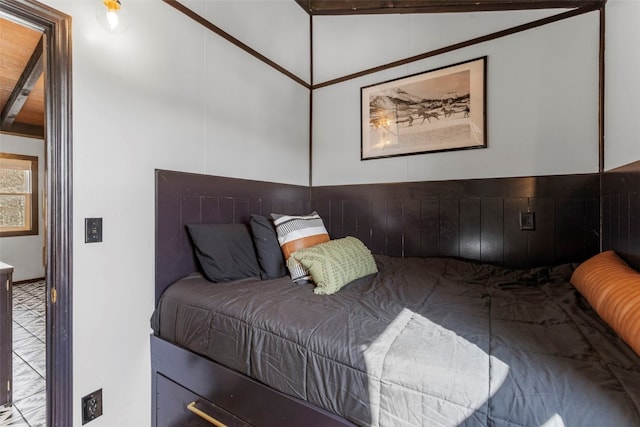 bedroom with vaulted ceiling