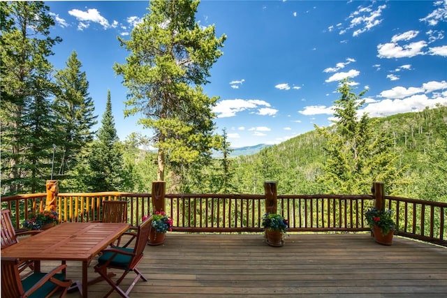 deck featuring a mountain view