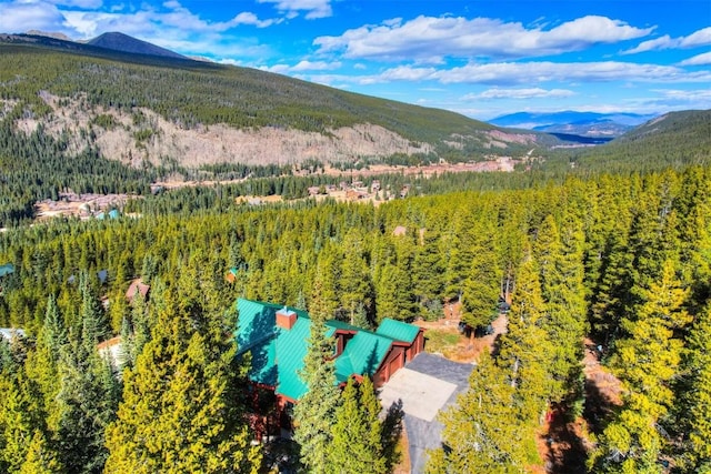 birds eye view of property featuring a mountain view