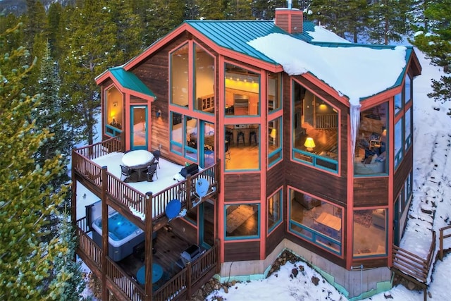 snow covered playground with central AC unit