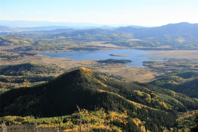 mountain view featuring a view of trees