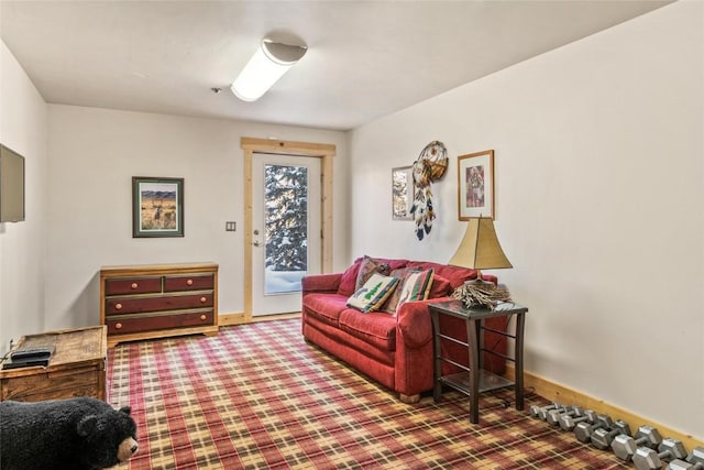 living room featuring carpet