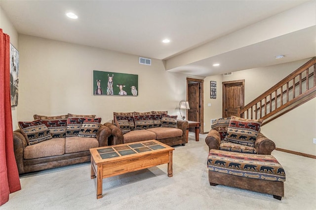 living room featuring carpet flooring