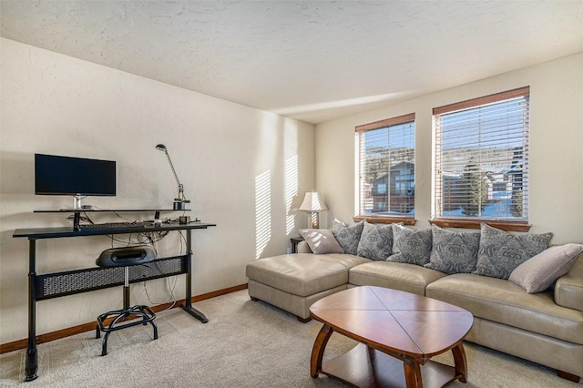 living room with light carpet