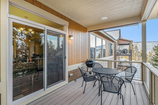 deck with a mountain view