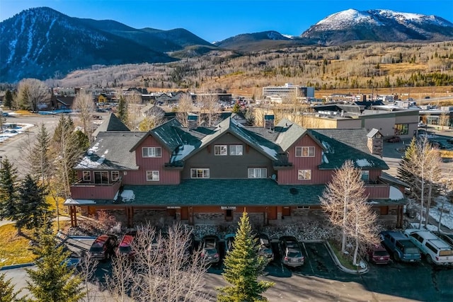 aerial view featuring a mountain view