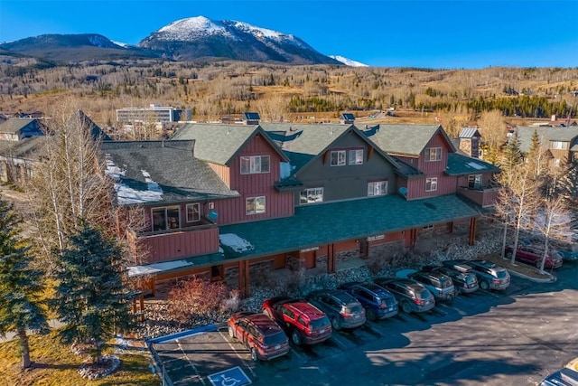 aerial view featuring a mountain view