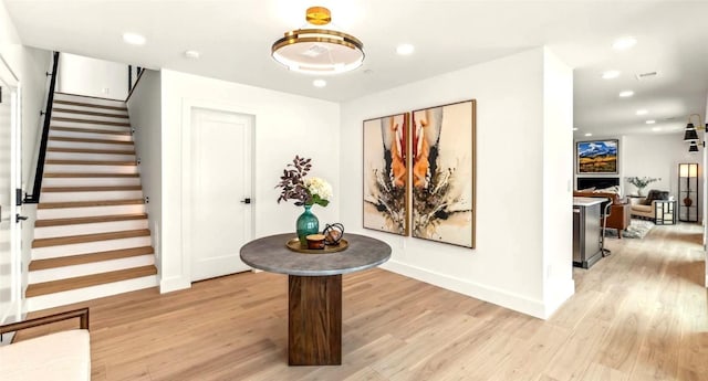 foyer featuring light wood-type flooring