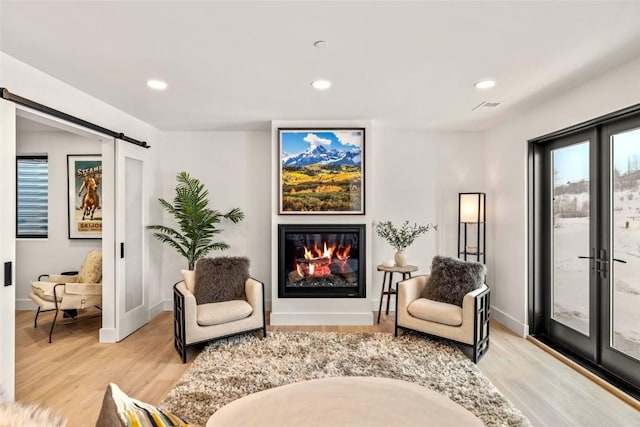 living area featuring light wood-type flooring