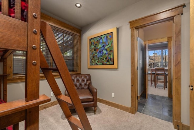 sitting room with light carpet