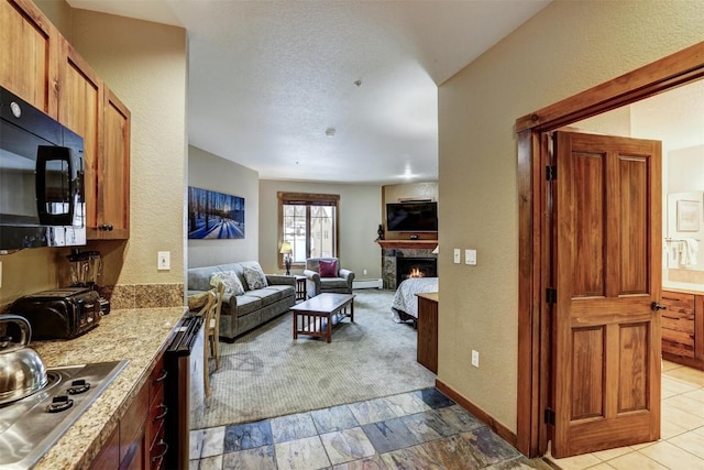 living room featuring baseboard heating