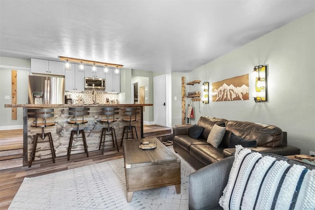 living room with light wood-type flooring