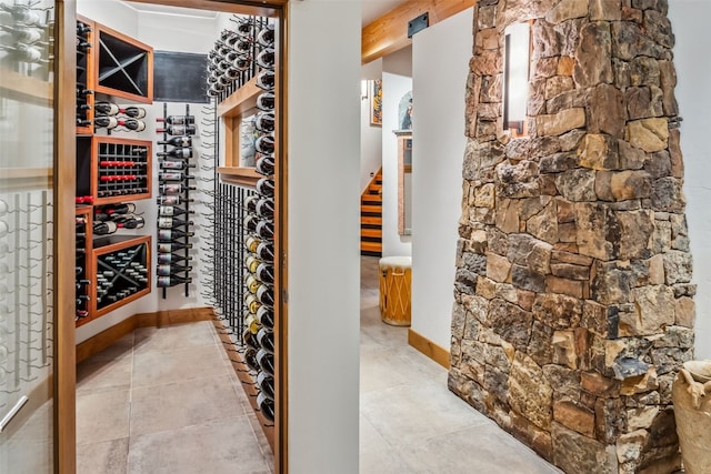 wine cellar with beam ceiling