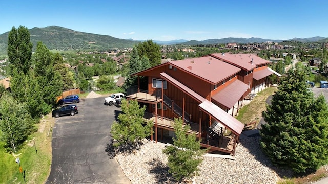 drone / aerial view with a mountain view