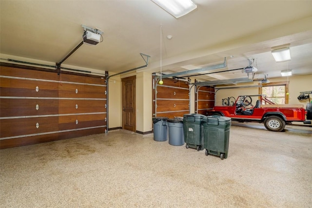 garage with a garage door opener