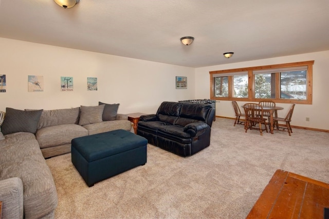 living room with light carpet