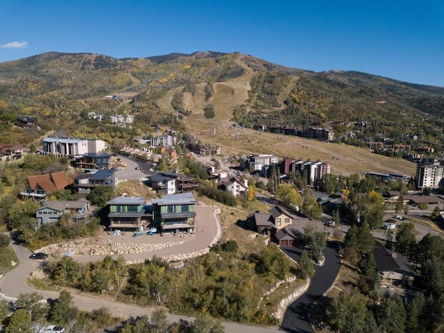 drone / aerial view with a mountain view