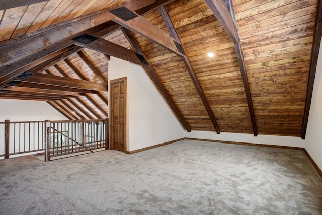 unfinished attic featuring an upstairs landing