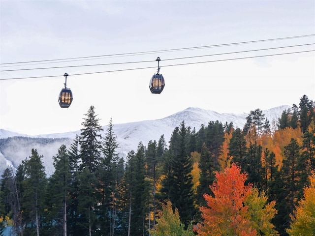 property view of mountains featuring a wooded view