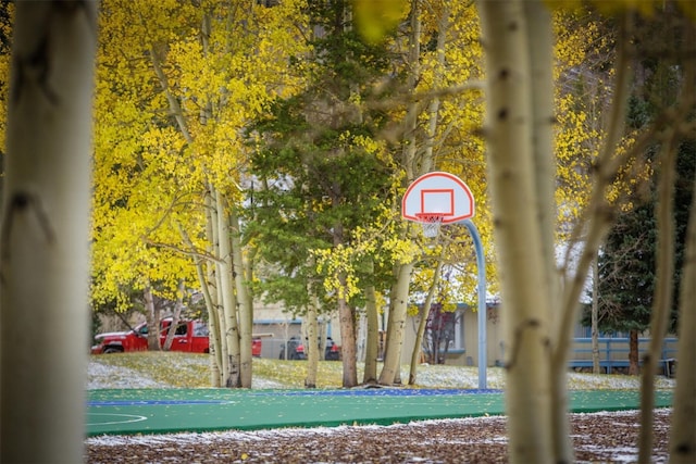 surrounding community featuring basketball court