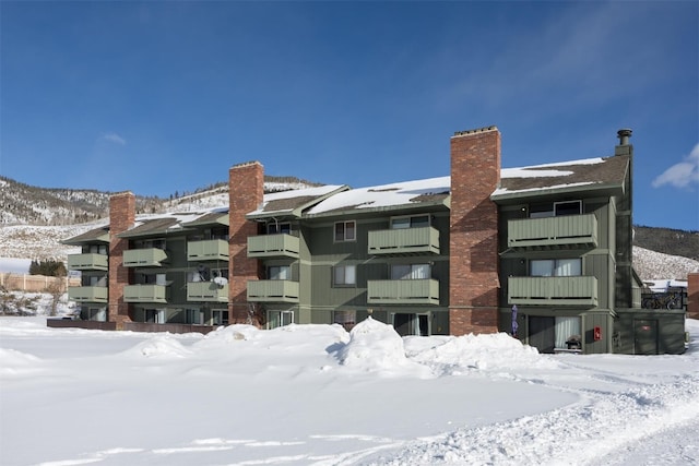 view of snow covered building