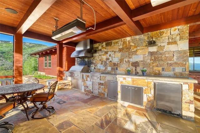 view of patio / terrace with area for grilling and exterior kitchen