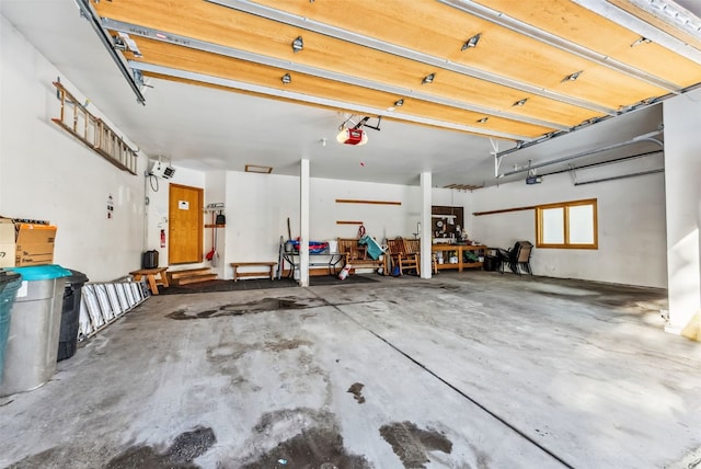 garage with a garage door opener