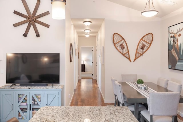 interior space with dark hardwood / wood-style floors