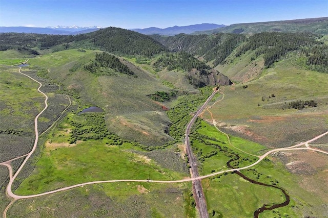 aerial view featuring a mountain view