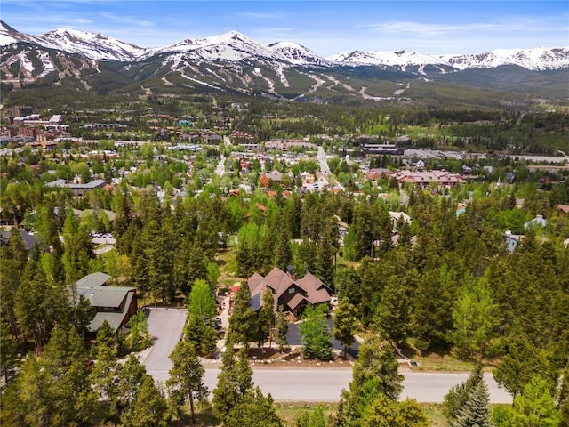 birds eye view of property with a mountain view