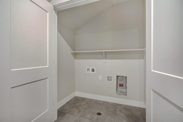 laundry area with laundry area, hookup for an electric dryer, baseboards, and washer hookup