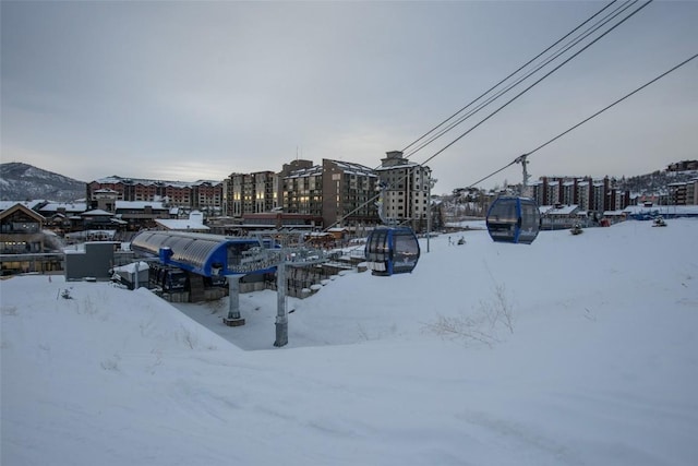 view of yard covered in snow