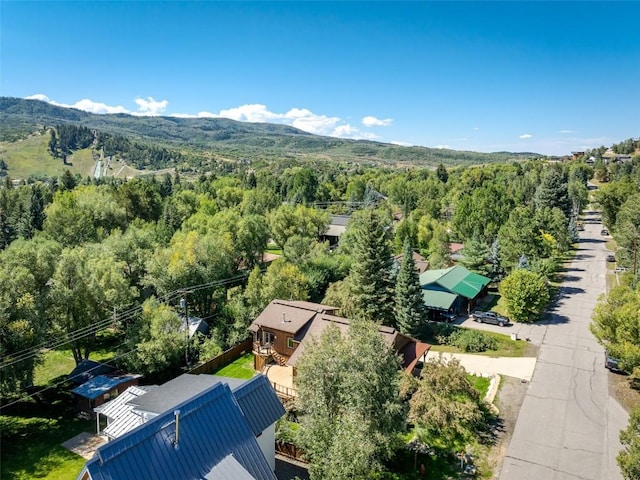 drone / aerial view with a mountain view