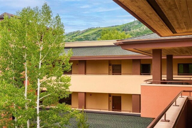 balcony with a mountain view