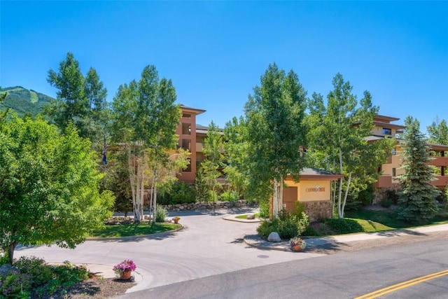 exterior space featuring a mountain view