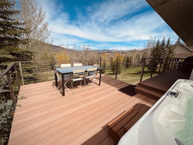 deck featuring a mountain view