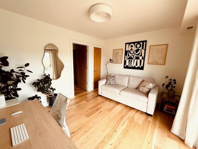 living room featuring light hardwood / wood-style flooring