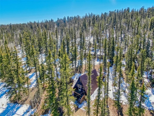 bird's eye view with a view of trees