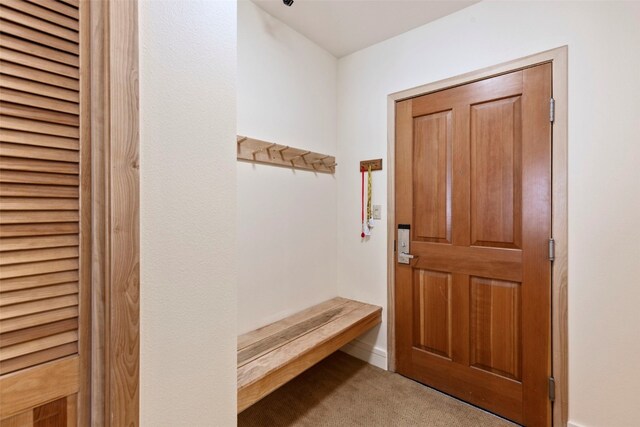 living room with a baseboard radiator, light carpet, and ceiling fan