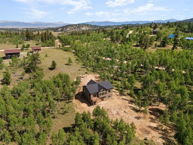 bird's eye view with a mountain view