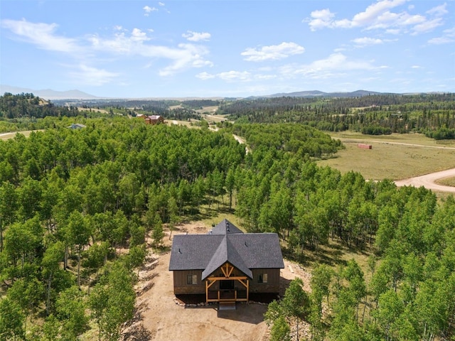 drone / aerial view with a mountain view