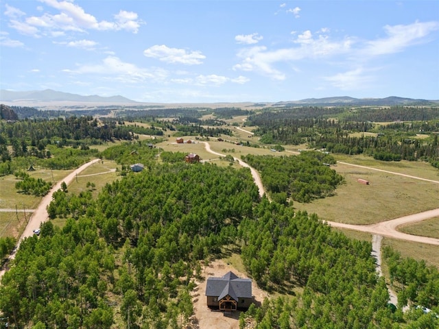 bird's eye view with a mountain view