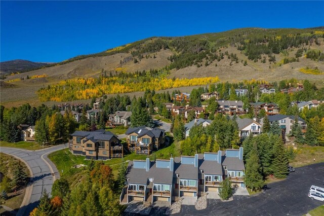 birds eye view of property featuring a mountain view