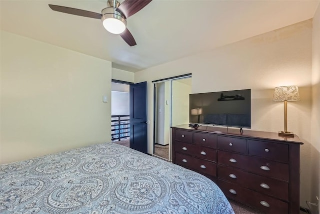 bedroom featuring a closet and ceiling fan