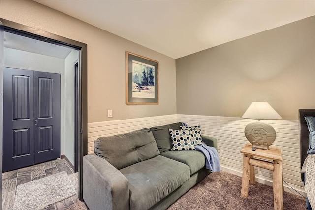 living room with hardwood / wood-style flooring