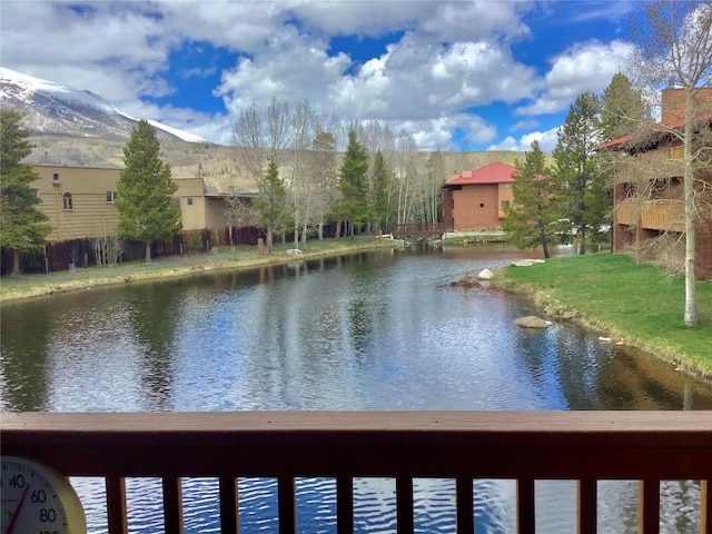 view of water feature with a mountain view