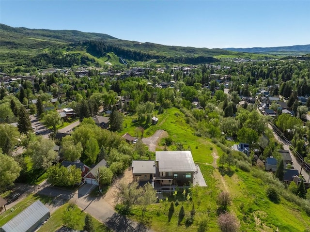 aerial view featuring a mountain view