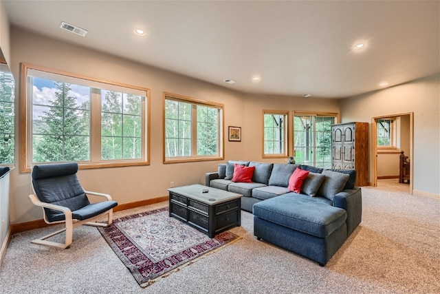 living room featuring carpet floors