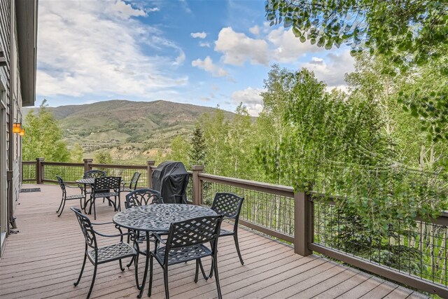 deck featuring a mountain view